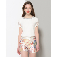 圆领宽松雪纺上衣