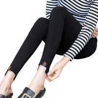 嗨Girl春秋半卷边外穿女士打底裤薄款高弹力紧身小脚铅笔裤韩版显瘦黑色