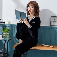 蓝旗女士秋冬季韩版舒适休闲V领居家服WSY19002