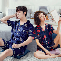 蓝旗情侣轻薄仿真丝韩版休闲舒适居家服QLP19001