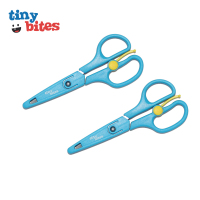 美国原装进口Tiny bites食物剪刀儿童辅食工具婴儿研磨器宝宝辅食剪刀蓝色两把 含收纳袋