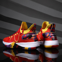 邦塞斯 红色篮球潮鞋马拉松专业减震跑鞋本命年牛年夏季运动网纱老爹袜鞋