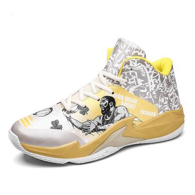 邦塞斯 男鞋涂鸦篮球球鞋男春季防滑耐磨运动鞋透气学生一号青少年