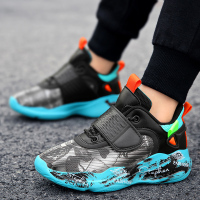 邦塞斯 男童运动篮球鞋春款2022年春秋皮面防水中大童防滑减震儿童跑步鞋