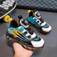 邦塞斯 秋冬皮面运动童鞋旋转扣可爱男女学生鞋子百搭跑步旅游童鞋