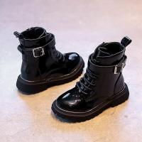 邦塞斯 高帮休闲皮鞋新款童鞋百搭男女学生鞋防水鞋保暖亮皮鞋