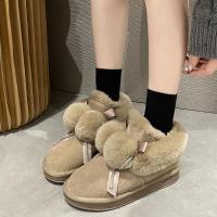 邦塞斯 女鞋冬季加绒低帮雪地靴孕妇平底保暖棉鞋脚宽脚胖专用