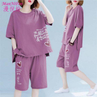 [超大弹力,80-200斤可穿]睡衣女装夏季两件套宽松胖mm加肥加大码套装休闲运动家居服