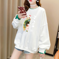韩版时尚大码女装2020秋装印花长袖卫衣