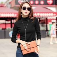 莫代尔纯棉打底衫女半高领长袖T恤秋冬新款修身纯色衫女装秋衣潮