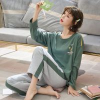 睡衣女春秋季棉质长袖薄款韩版可爱学生秋冬款卡通女士家居服套装
