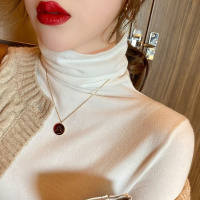 高领修身长袖T恤女秋装新款内搭洋气设计感小众ins纯色打底衫上衣