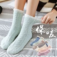 袜子女珊瑚绒睡眠秋冬季毛毛绒家居加绒加厚月子袜毛巾地板睡觉穿
