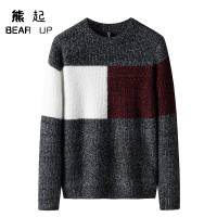 熊起2019秋冬季新款毛衣男针织衫潮流青年个红拼色宽松男士毛线衣