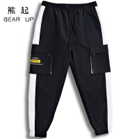 熊起大码工装裤男束脚拉绳宽松潮胖休闲裤2020胖子加肥加大肥佬哈伦裤