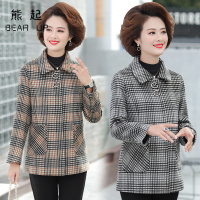 熊起妈妈秋装薄款外套2020新款中年女装短款夹克衫中老年人春秋款上衣
