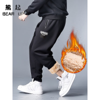 熊起2020羊羔绒裤子男胖子宽松加厚加绒运动裤加肥加大保暖裤大码加绒裤潮