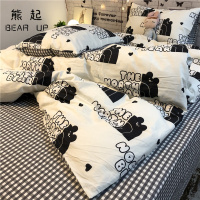 熊起家纺2021ins卡通简约北极憨熊床上四件套全棉纯棉床单被套学生宿舍三件套