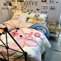 熊起家纺2021可爱软萌猪猪小妹纯棉床上四件套少女心卡通全棉床单被套ins韩系
