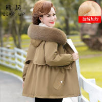 熊起2021中年妈妈冬装棉衣大码中老年女装秋冬加绒派克服50岁妇女加厚外套
