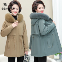 熊起2021妈妈冬装棉衣新款中年女装秋冬中长款加厚派克服女士加绒外套
