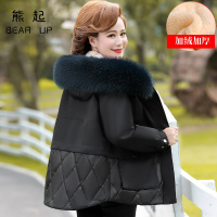 熊起2021妈妈冬装棉衣大码阔太太加绒派克服中年女装秋冬加厚外套羽绒棉服