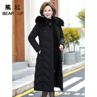 熊起2021中老年棉衣女中长款外套加厚妈妈装冬季大码修身羽绒棉服过膝棉袄