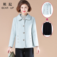 熊起2021妈妈秋冬装仿仿水貂绒毛呢外套中年人女洋气上衣中老年女装呢子大衣