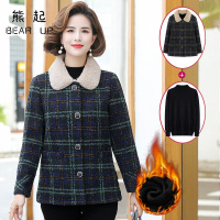 熊起2021新款妈妈冬装毛呢外套洋气棉服中老年女装新年宽松加绒棉衣袄