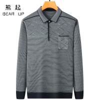 熊起2021爸爸秋装长袖T恤男士薄款polo衫中年男装上衣春秋款中老年爷爷装
