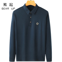 熊起2021长袖T恤男polo衫纯棉翻领秋季休闲春秋新款男士纯色爸爸秋装