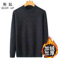 熊起2021羊毛衫男中老年人男装保暖上衣40岁50秋冬装中年爸爸毛衣加绒加厚
