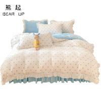 熊起家纺2021公主风双面绒面牛奶绒床上四件套冬季珊瑚绒法莱绒法兰绒床单被套