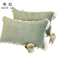 熊起家纺2021双面绒枕套一对装单人珊瑚绒枕芯套48x74cm牛奶绒冬季保暖枕头套