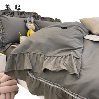 熊起家纺2021韩式床裙四件套少女心公主风花边床单人被套学生宿舍床上三件套4