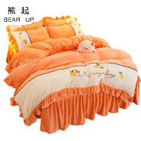 熊起家纺2021加厚冬季牛奶绒床上四件套双面珊瑚绒床单法兰绒被套公主风少女心