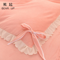 熊起家纺2021公主风床上用品冬季珊瑚绒四件套双面牛奶绒冬天床单被套三件套粉