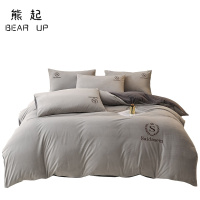 熊起家纺2021男士北欧风冬季珊瑚绒四件套水晶法兰绒床单加绒被套双面床上用品
