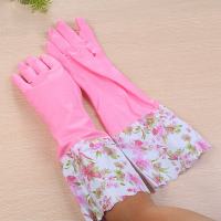 洗碗手套防水橡胶加绒加厚洗衣服胶皮 乳胶厨房家务接袖塑胶手套