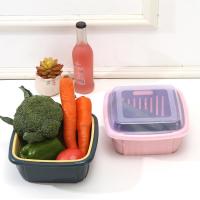 网红多功能收纳篮 带盖厨房冰箱收纳保鲜盒水果收纳篮新鲜菜盘