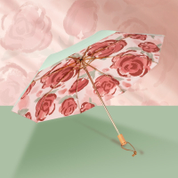 闪电客腮红玫瑰双层太阳伞女高级感防晒防紫外线晴雨两用折叠遮阳伞