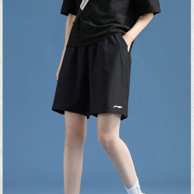 李宁(LI-NING)运动短裤女夏季速干冰丝宽松跑步健身训练瑜伽男士薄款五分裤