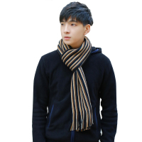 新品 男士冬季保暖装饰围巾 红品 HONGPIN时尚潮流条纹男式帅气围脖年轻人学生男式长款围巾