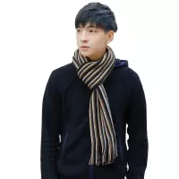 新品 男士冬季保暖装饰围巾 红品 HONGPIN时尚潮流条纹男式帅气围脖年轻人学生男式长款围巾