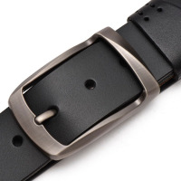 红品HONGPIN男式针扣皮带男士腰带时尚百搭韩版款牛皮中青年商务复古裤腰带休闲潮流软面黑棕色针扣皮带