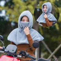 帽子围脖一体帽女冬加厚保暖