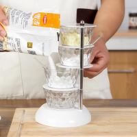 家英 创意可旋转四层水晶透明调味盒 调料收纳盒 厨房用品调料盒 佐料罐 调料罐套装带勺子--透明白