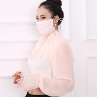 春夏雪纺绣花防晒口罩披肩袖套三合一女士骑车防尘薄款透气口罩 骑行面罩 开车防晒面罩 防晒披肩遮阳口罩遮阳披肩