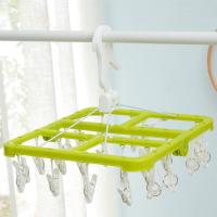 家英 360°旋转可折叠方盘防风晾衣架 晾晒架袜夹内衣防滑多头夹婴儿尿布晾衣夹小孩衣物晾晒夹子--蓝色(24夹)