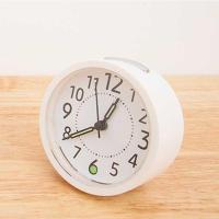 家英 日式简约数字带夜光床头静音闹钟--白色